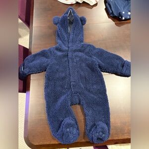 Magnetic Me pram snow plush one piece navy blue bear ears paws